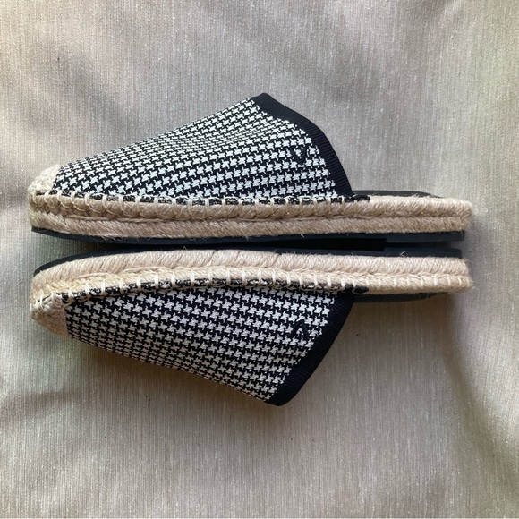 VIVAIA Sz 37 Sherly Slip On Mini Houndstooth Espadrille Soles Clogs Mules - Picture 6 of 10